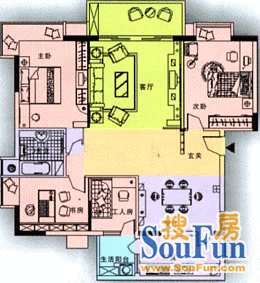 湖南财富中心4室2厅 户型图 4室2厅1卫1厨 148.00㎡