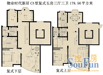 物业时代新居物业时代新居 户型图 5室3厅3卫1厨 0.00㎡