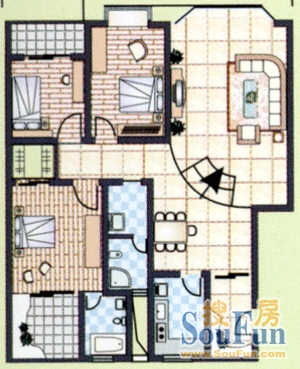 德意馨苑户型图 3室2厅2卫1厨 126.91㎡