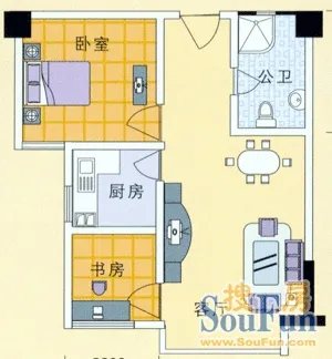 百佳庭院&nbsp;2室1厅1卫1厨 58.26㎡