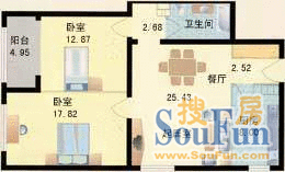 和祥苑 2室2厅1卫1厨 102.06㎡