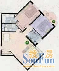 环渤海国际公寓 2室2厅2卫1厨 127.44㎡