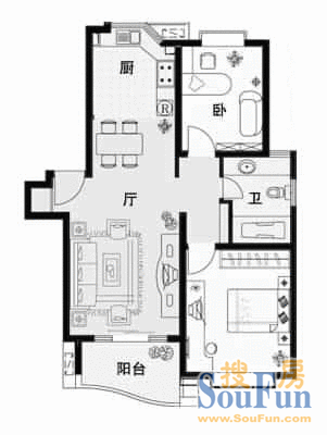 南洋新都上海 南洋新都 户型图 2室2厅1卫1厨 91.65㎡