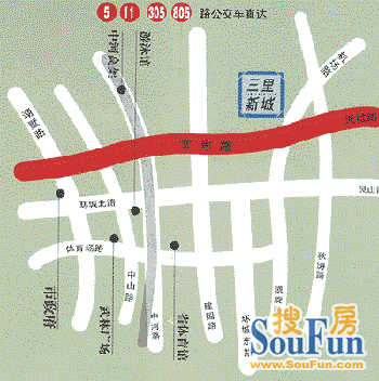 三里新城兰苑交通图
