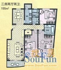 华能城市花园 3室2厅2卫1厨 155.00㎡