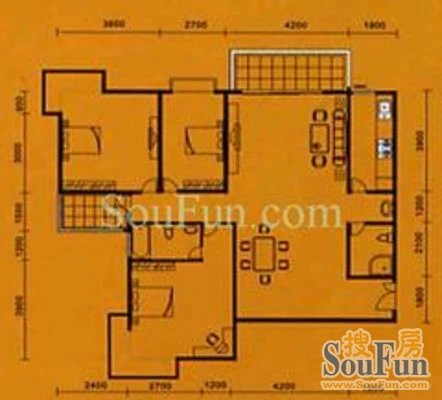 天下名苑二期天下名苑城市星座 户型图 3室2厅2卫1厨 133.33㎡