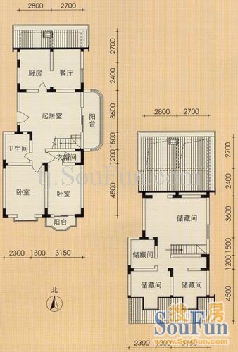 恋日四季Ba1顶 2室2厅1卫0厨 109.00㎡