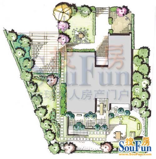 碧水庄园a区d户型私家花园(平面)效果图