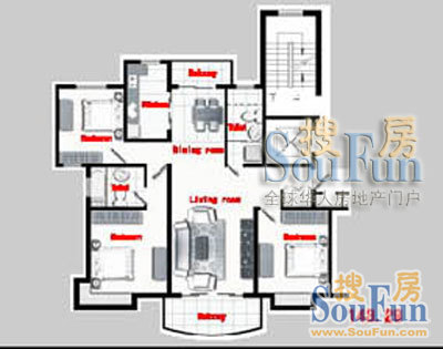 共和新苑上海 共和新苑(尚城晶座) 户型图 3室2厅2卫1厨 143.20㎡