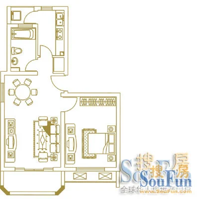 金沙嘉苑上海 金沙嘉苑 户型图 1室2厅1卫1厨 0.00㎡