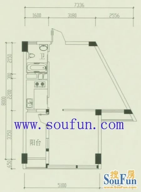 置信逸都城市会所G2型&nbsp;1室1厅1卫1厨 0.00㎡