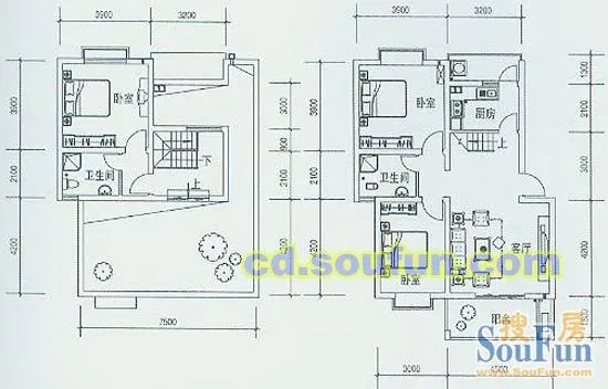 兴城丽景C2型&nbsp;3室2厅2卫1厨 126.43㎡