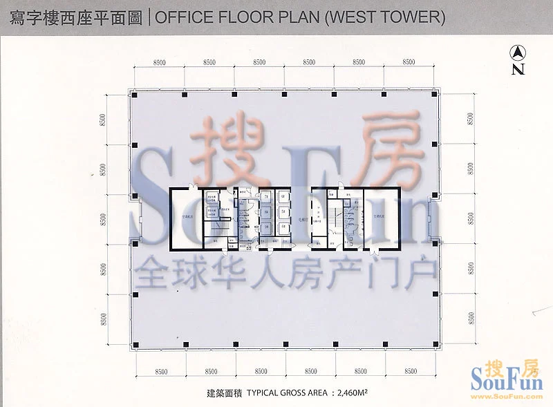 北京财富中心写字楼西座平面户型 2460.00