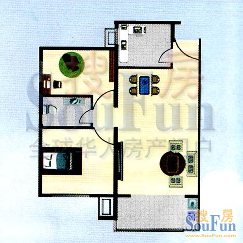 北海公寓北海公寓 户型（2室2厅1厨1卫） 2室2厅1卫1厨 87.55㎡