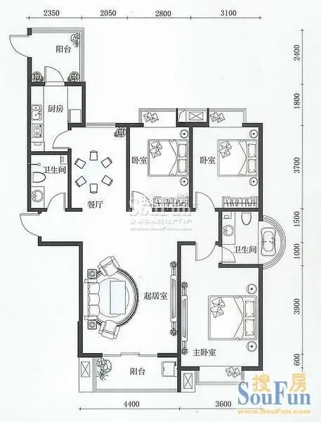 主峰国际A户型图 我家户型图