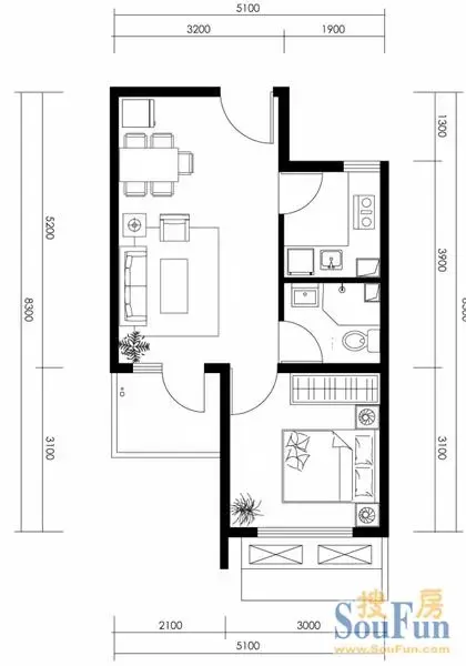 中海城紫鑫阁的相册-1c偶数户型图