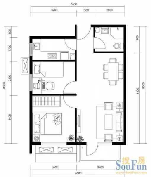 中海城紫鑫阁的相册-2b奇数层户型图