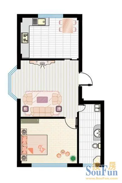 鼎新鼎润四季户型图 1室1厅1卫0厨 49.00㎡