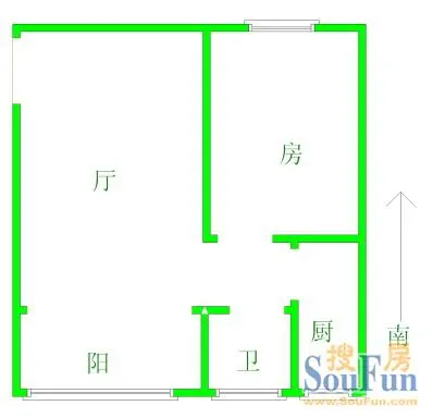 桃花岛户型图 1室1厅1卫1厨 0.00㎡