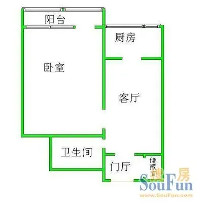 复兴路46号院户型图&nbsp;1室2厅1卫1厨 0.00㎡