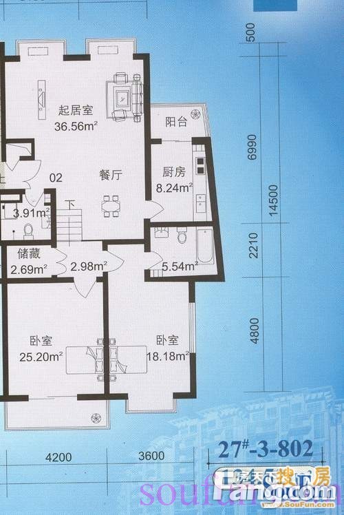神州花园户型图 2室2厅2卫1厨 0.00㎡