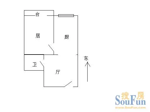 时代公寓户型图 1室1厅1卫1厨 0.00㎡