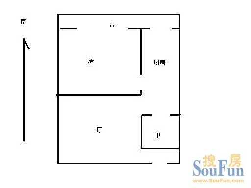 曲溪东里户型图 1室1厅1卫1厨 0.00㎡