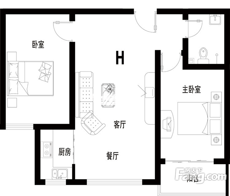 新利家园户型图洋房标准层h户型