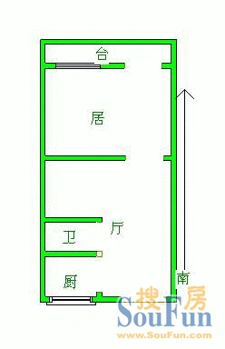 普东新苑户型图 1室1厅1卫1厨 0.00㎡