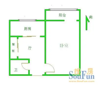 安外花园户型图 1室1厅1卫1厨 0.00㎡