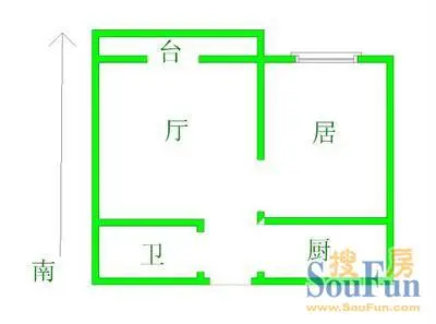 六纬路1号户型图 1室1厅1卫1厨 0.00㎡