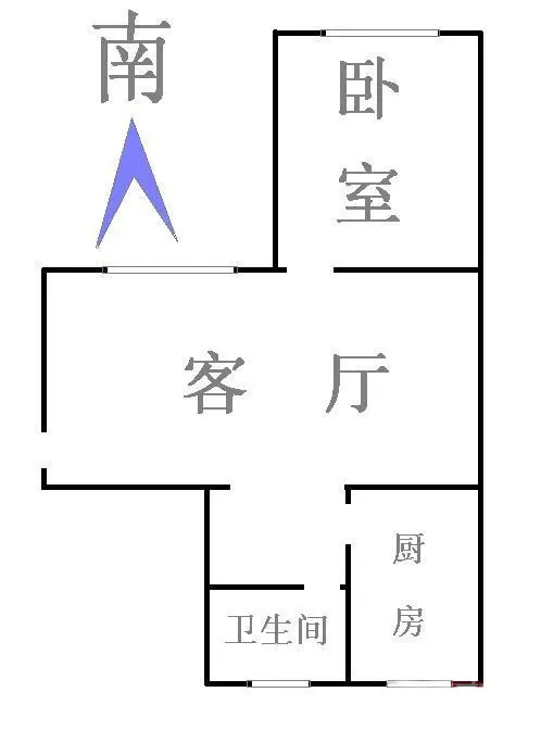 小红庙南里户型图&nbsp;1室1厅1卫1厨 0.00㎡