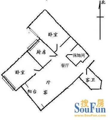 远大园五区户型图&nbsp;2室2厅1卫1厨 0.00㎡