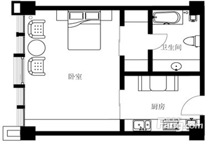 天和新乐汇公寓户型 1室1厅1卫1厨 0.00㎡