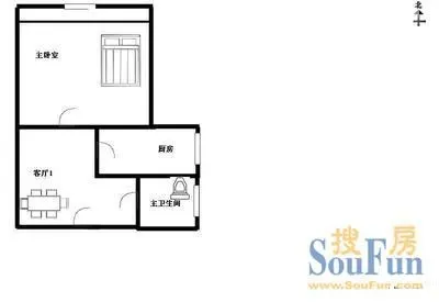 北蜂窝66号院户型图&nbsp;1室1厅1卫1厨 0.00㎡