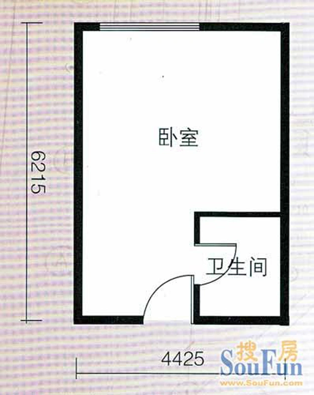 长庚老年公寓二期万华1号楼标准层1户型 1室1厅1卫0厨 41.00㎡