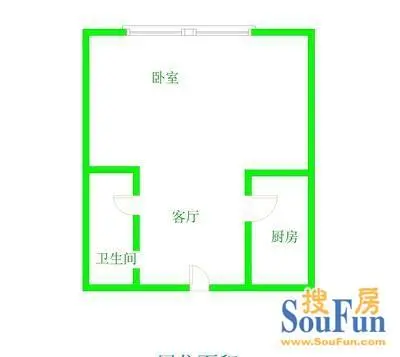 酒仙桥十一街坊户型 1室1厅1卫1厨 0.00㎡