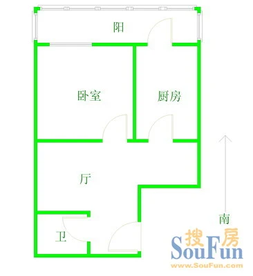 阳光南园户型图 1室1厅1卫1厨 0.00㎡