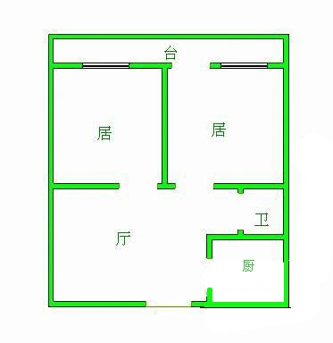 龙新公寓户型图 2室1厅1卫1厨 0.00㎡