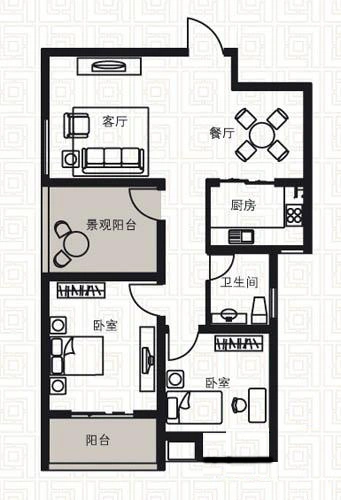 华亚广场华亚广场 2室 户型图 2室2厅1卫1厨 0.00㎡