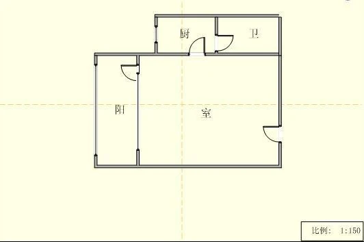34中住宅区34中学区 1室户型图 1室1厅1卫1厨 0.00㎡