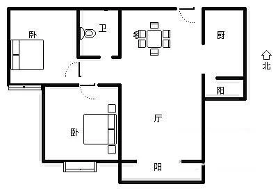 化工厂宿舍化工厂宿舍 户型图 2室2厅1卫1厨 0.00㎡