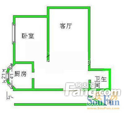 运河西大街8号院户型图 1室1厅1卫1厨 0.00㎡