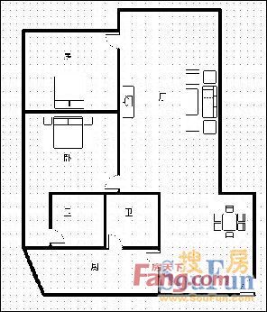 西山东苑西山东苑 2室户型图 2室2厅1卫1厨 0.00㎡