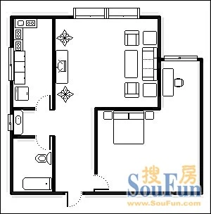 858家园858家园 1室户型图 1室1厅1卫1厨 0.00㎡