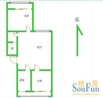 杨庄路8号院户型图&nbsp;2室1厅1卫1厨 0.00㎡
