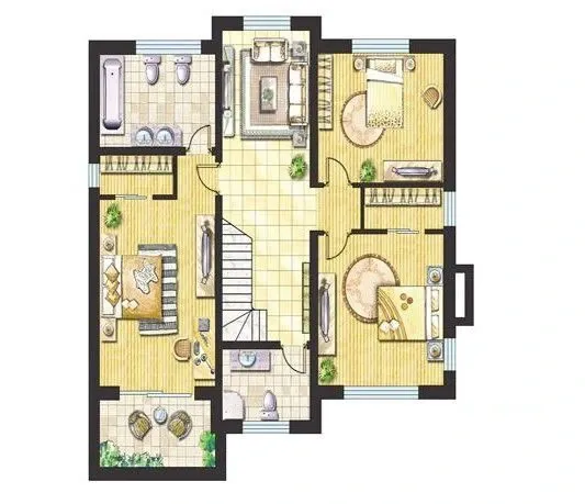 东方比华利花园别墅户型图&nbsp;3室1厅2卫1厨 0.00㎡