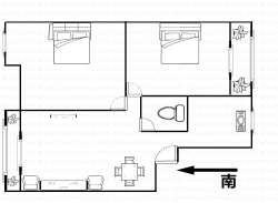 光大银行雨花亭单位房2室2厅1卫1厨 户型图 2室2厅1卫1厨 0.00㎡