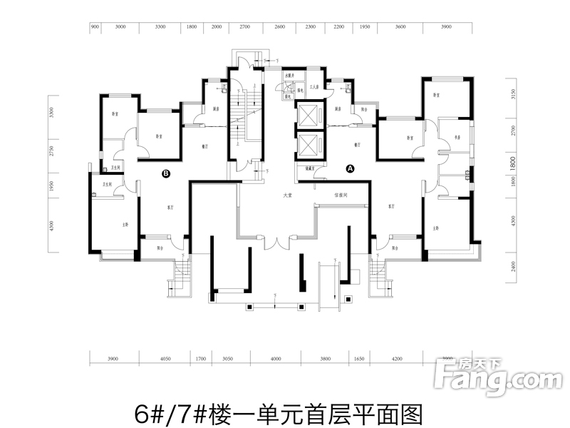 恒大御景半岛6#/7#一单元首层平面图