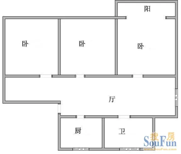 朗晴假日三期户型 3室2厅1卫1厨 0.00㎡